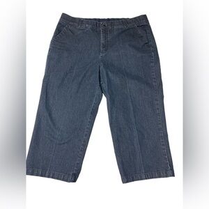 Christopher Banks denim capris, cotton poly spandex dark navy 14